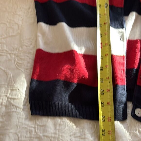 Vintage Christopher & Banks USA Red White Blue Striped Cardigan Sweater‎ Set L - Picture 7 of 8